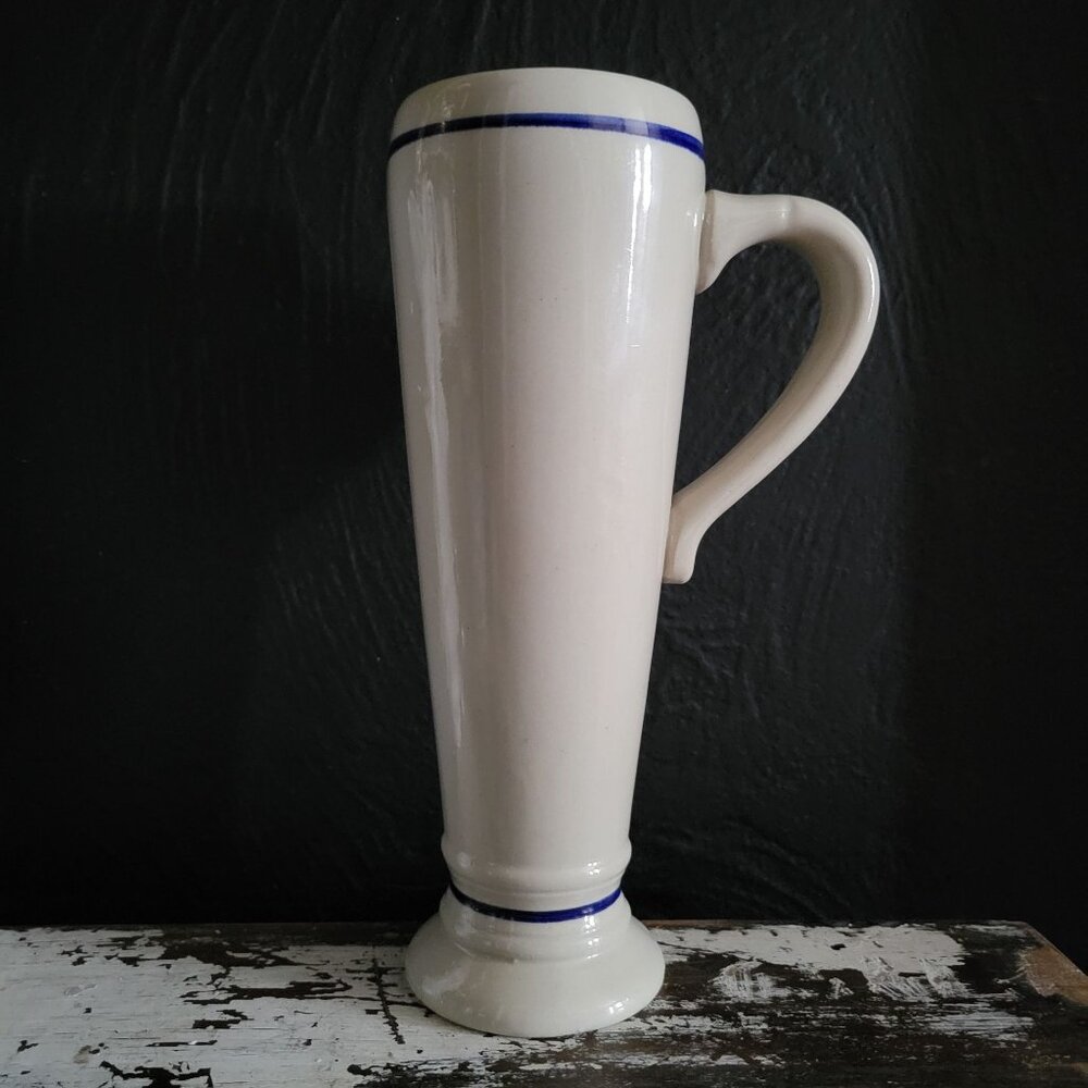 Vintage GERZ Stoneware Cobalt Blue on Gray, German Beer Stein *Chip